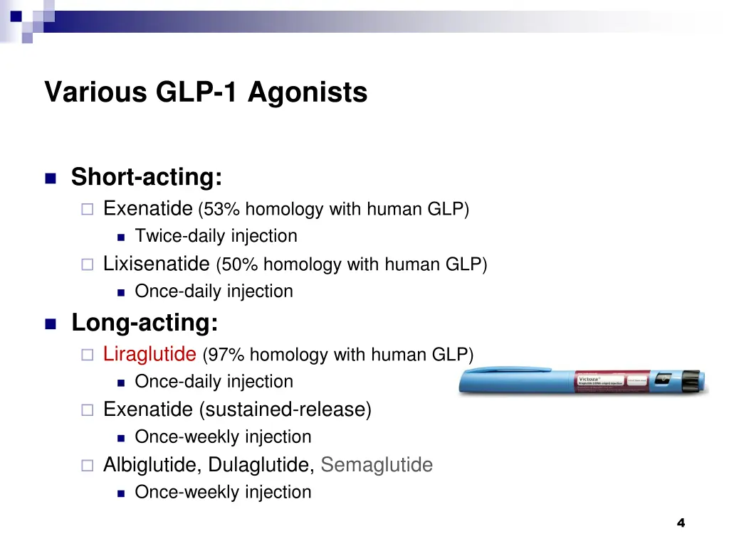 various glp 1 agonists