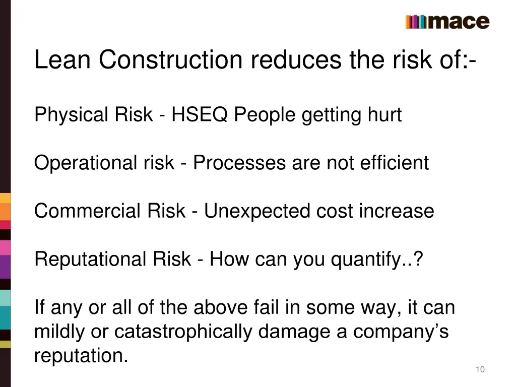 lean construction reduces the risk of