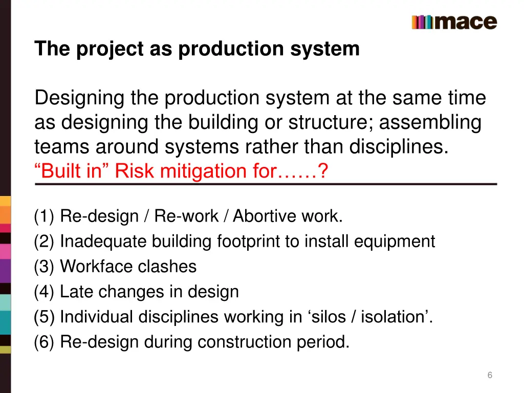 the project as production system