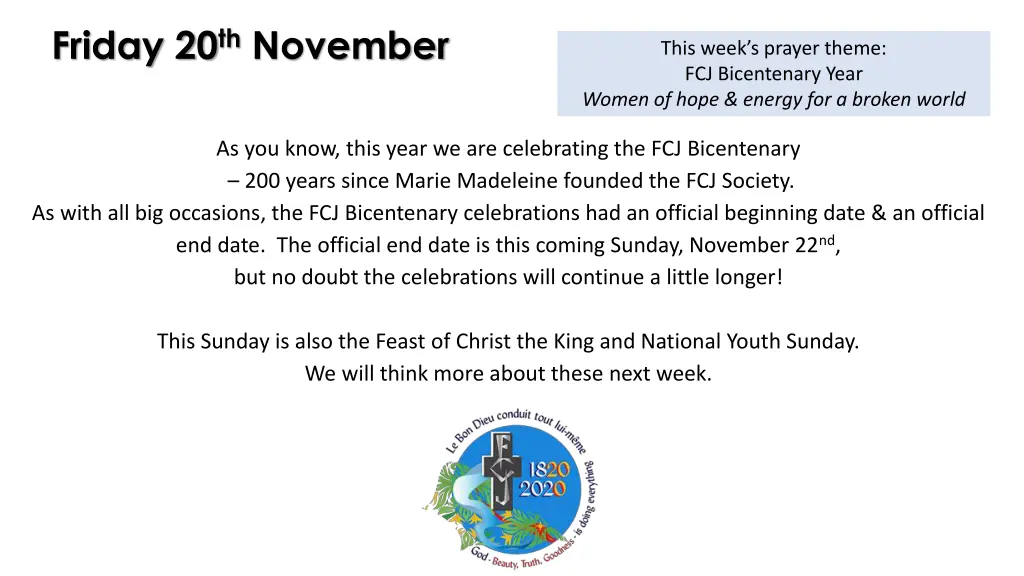 friday 20 th november