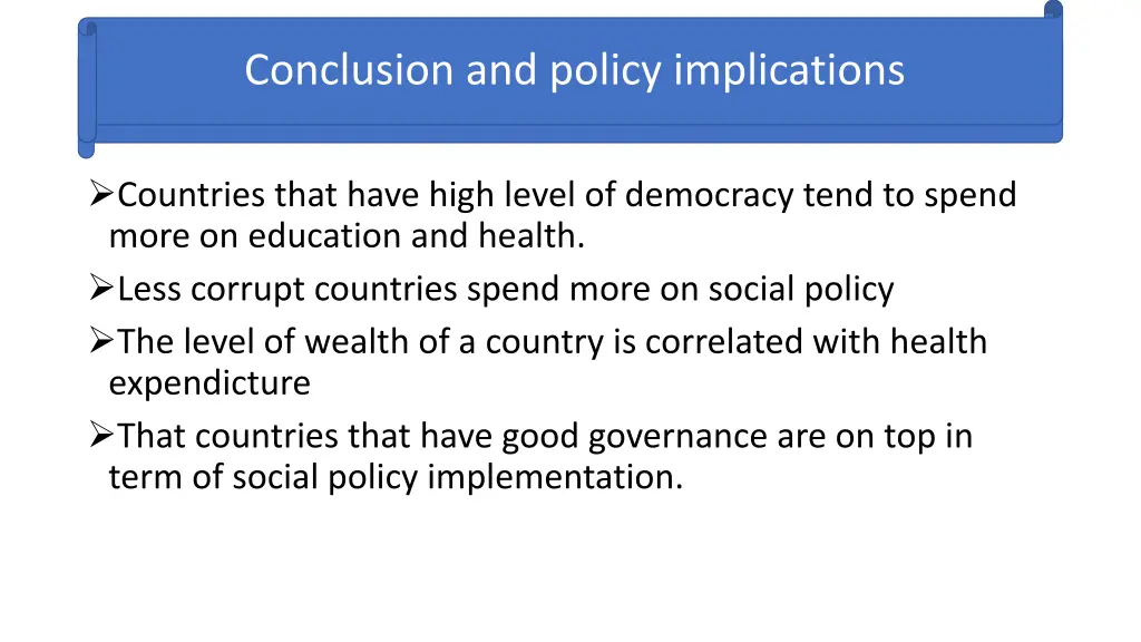 conclusion and policy implications