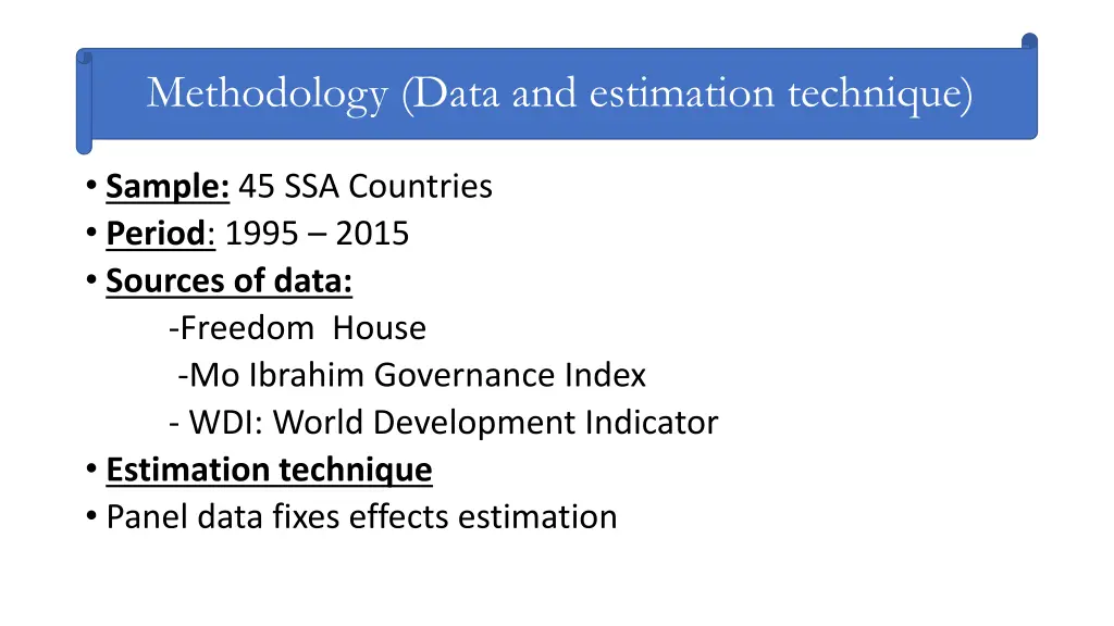 methodology data and estimation technique