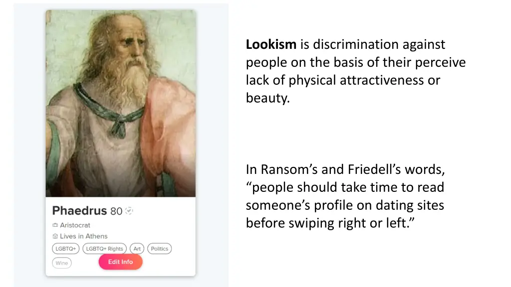 lookism is discrimination against people
