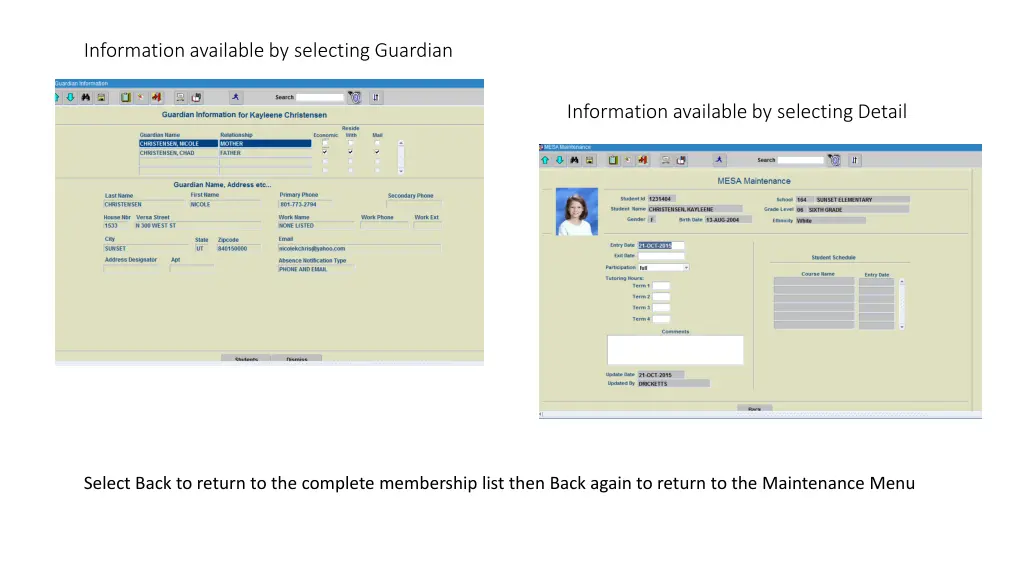 information available by selecting guardian