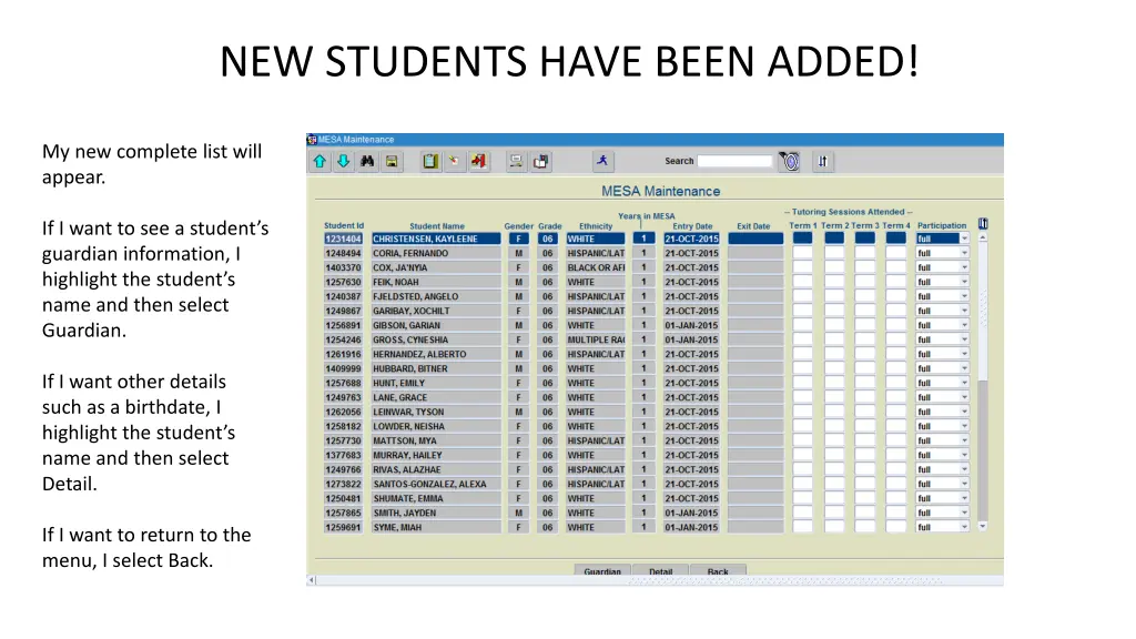new students have been added