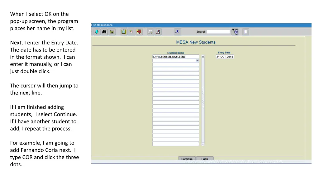 when i select ok on the pop up screen the program