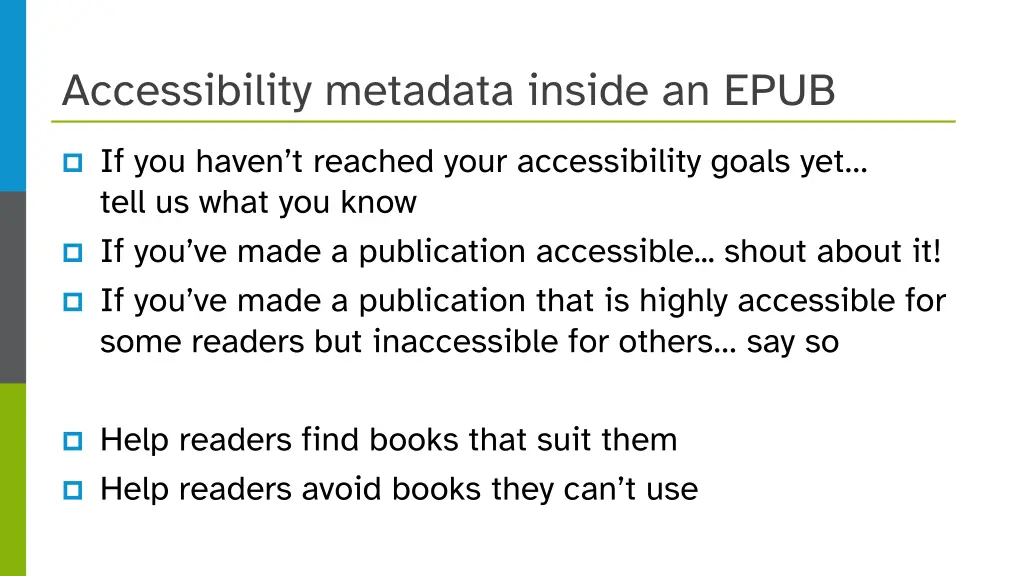accessibility metadata inside an epub