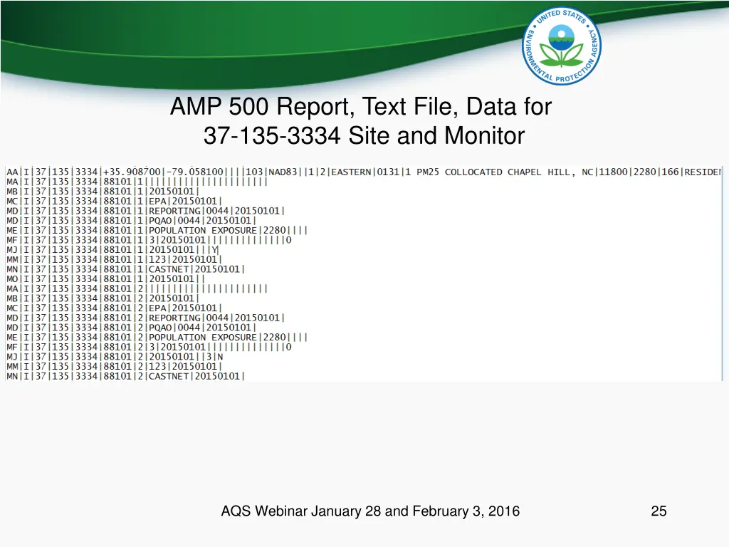 amp 500 report text file data for 37 135 3334