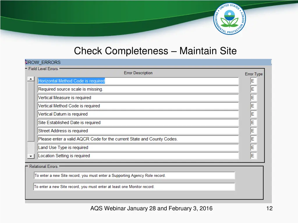 check completeness maintain site