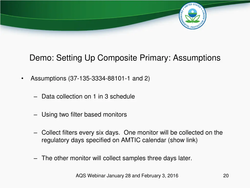 demo setting up composite primary assumptions