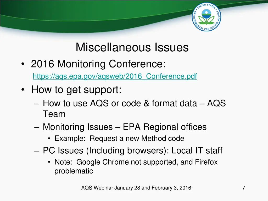 miscellaneous issues 2016 monitoring conference