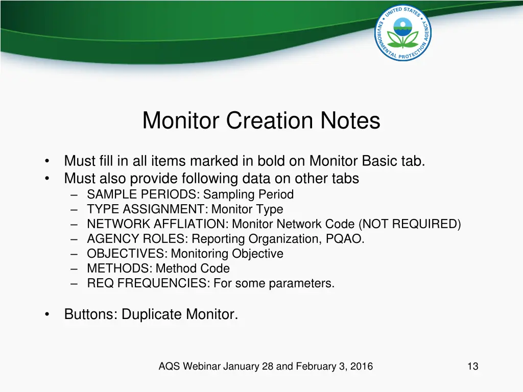 monitor creation notes