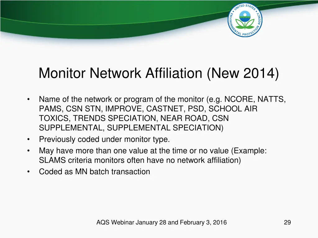 monitor network affiliation new 2014