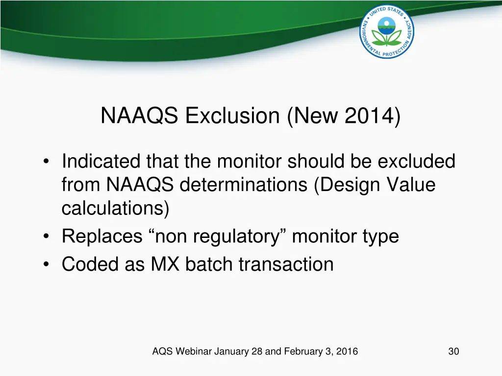 naaqs exclusion new 2014