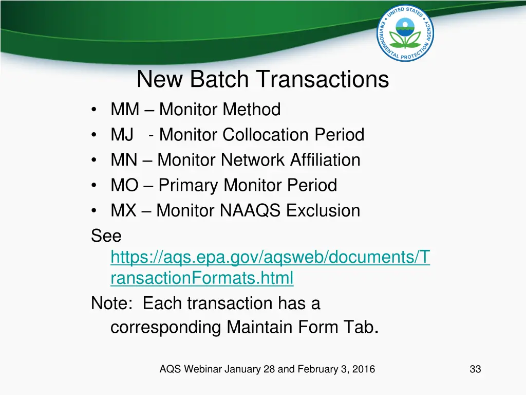 new batch transactions mm monitor method