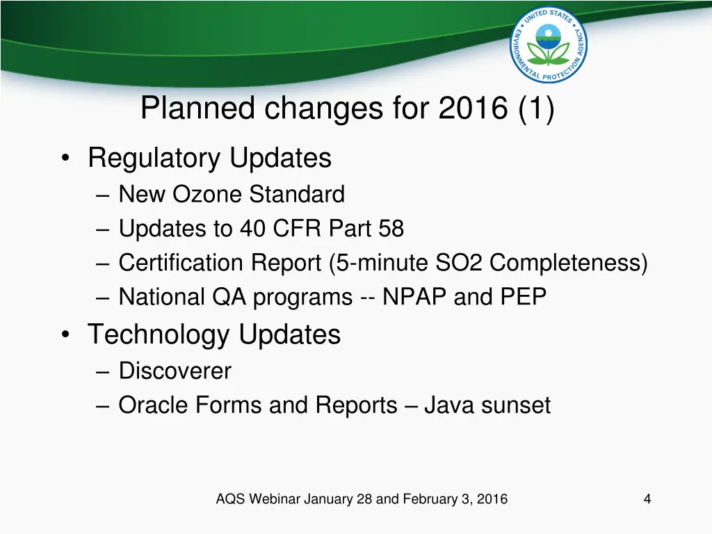 planned changes for 2016 1