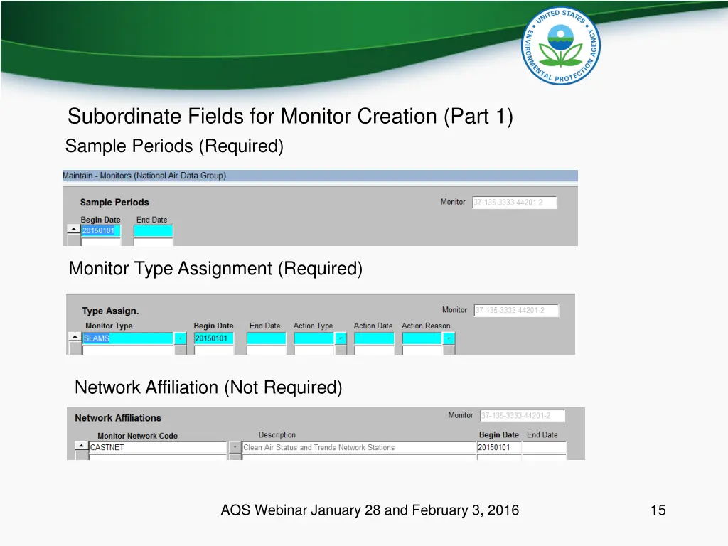 subordinate fields for monitor creation part 1