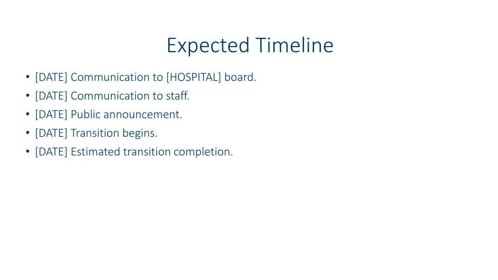 expected timeline