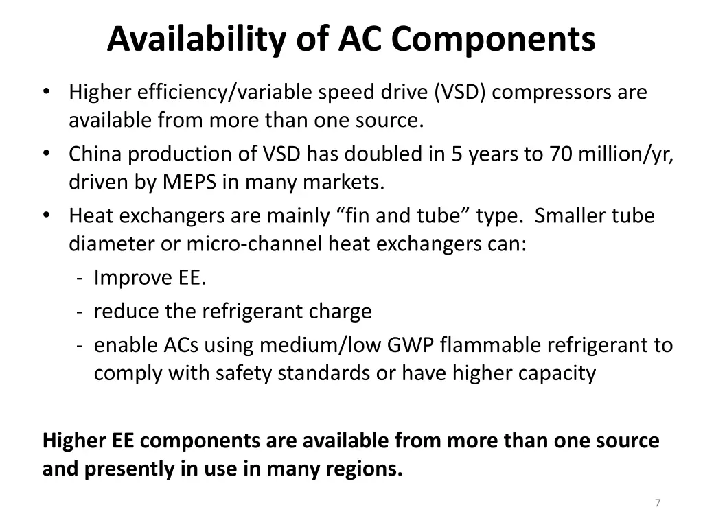 availability of ac components