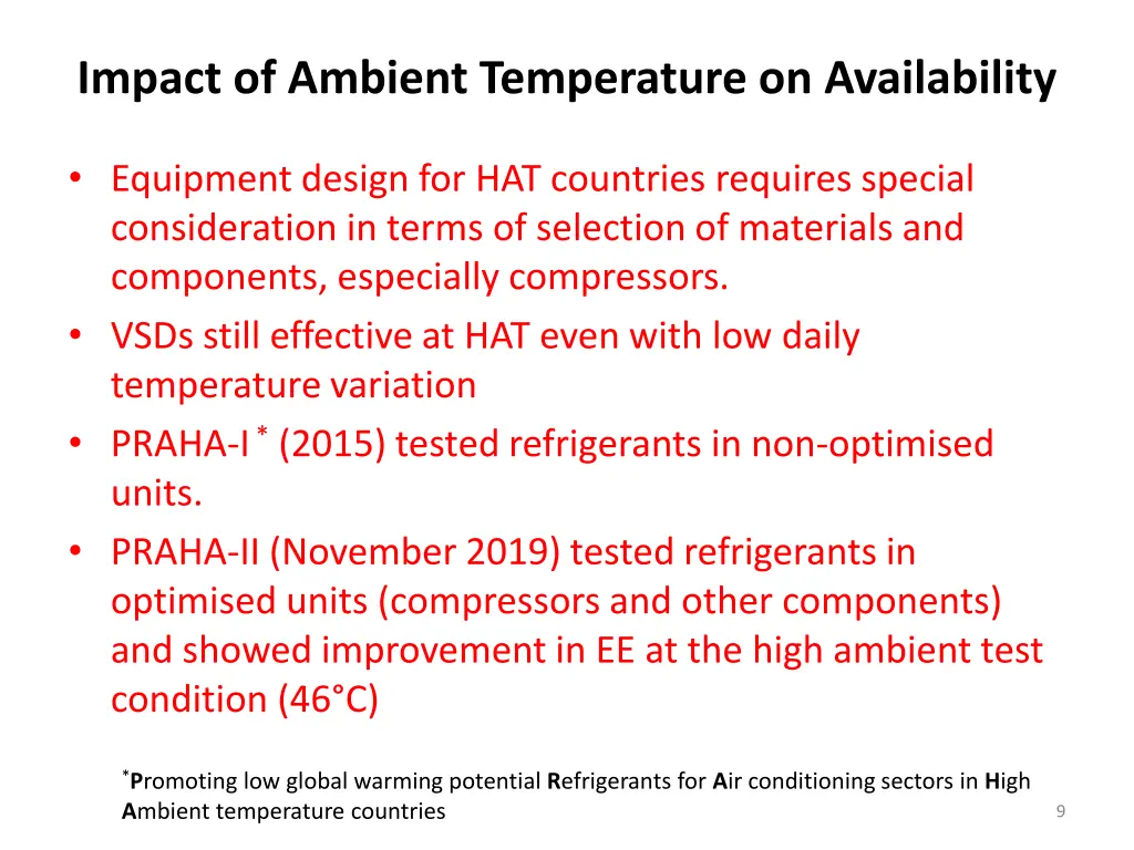 impact of ambient temperature on availability