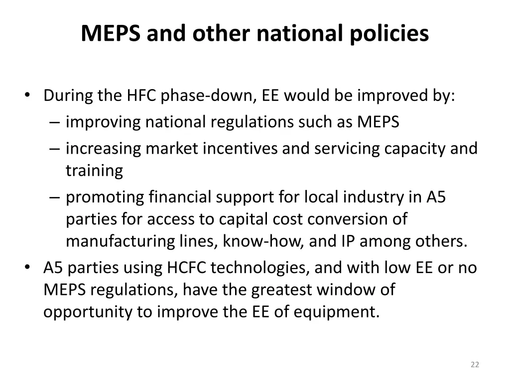 meps and other national policies