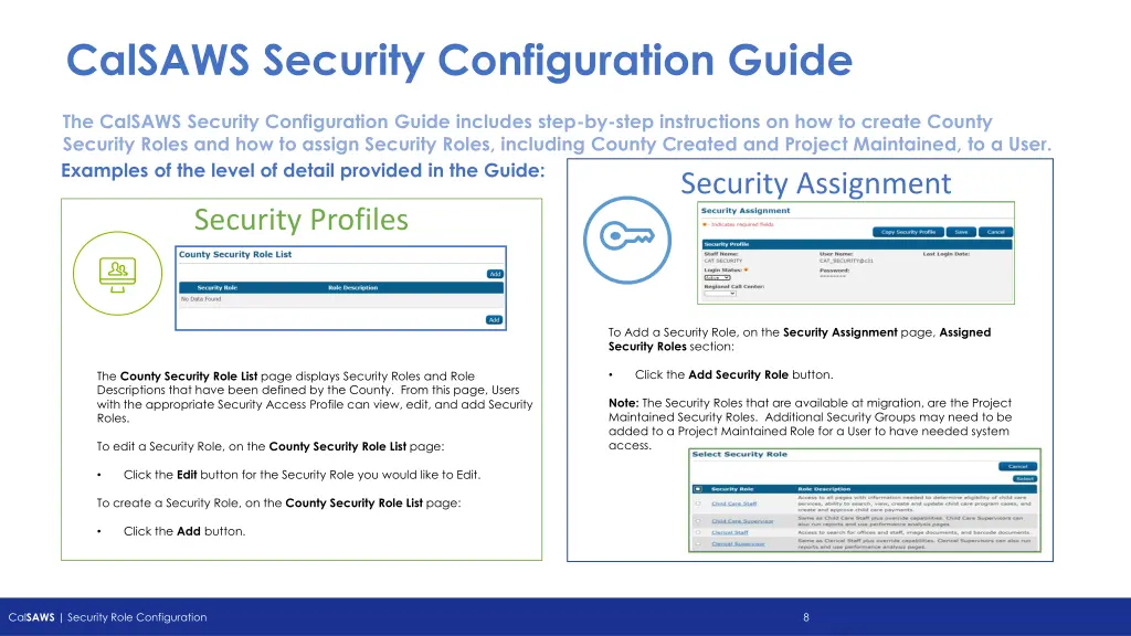 calsaws security configuration guide
