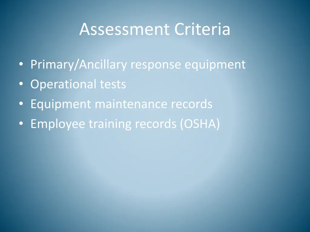 assessment criteria