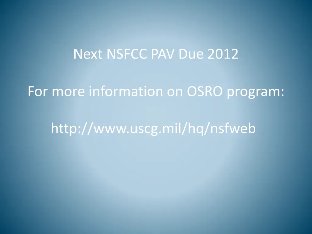 next nsfcc pav due 2012