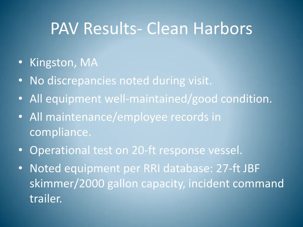 pav results clean harbors