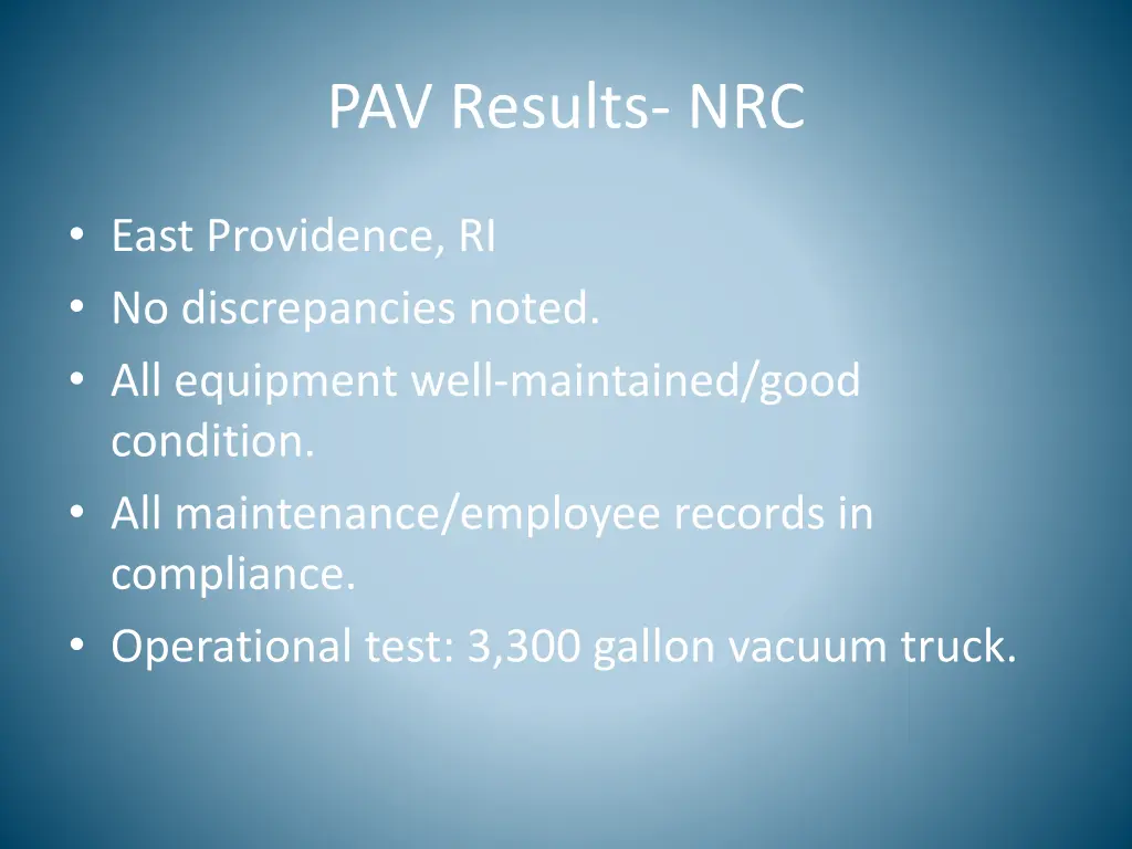pav results nrc