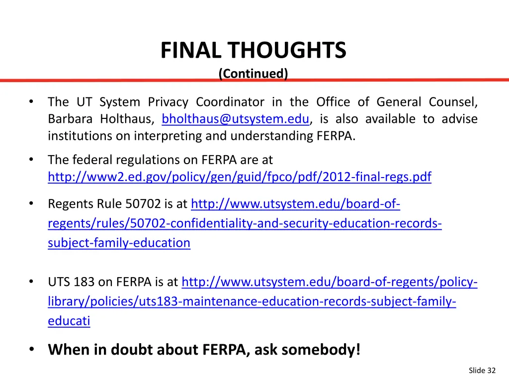 final thoughts continued