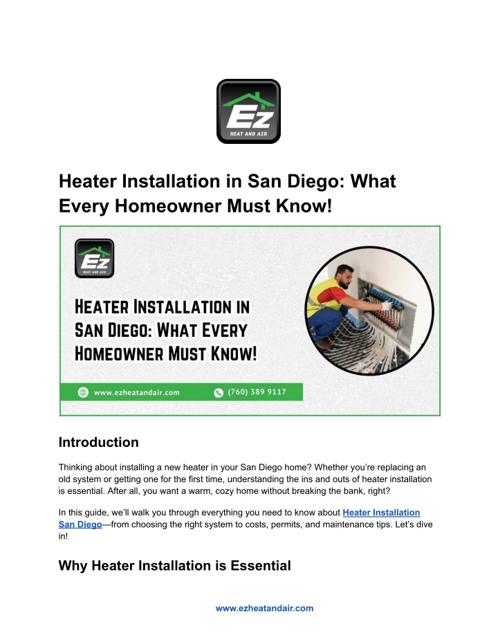 heater installation in san diego what every