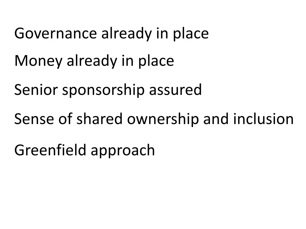 governance already in place