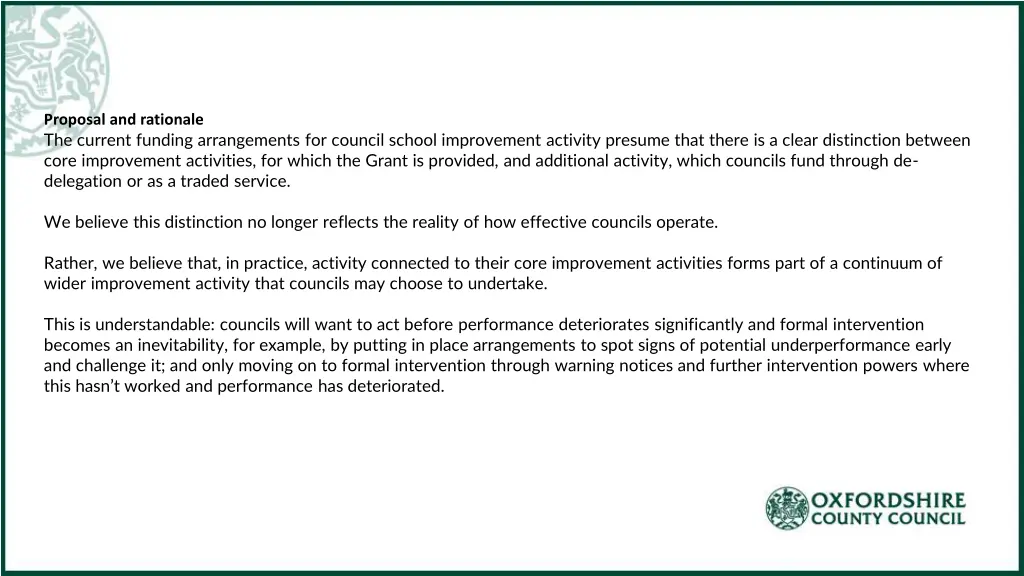 proposal and rationale the current funding