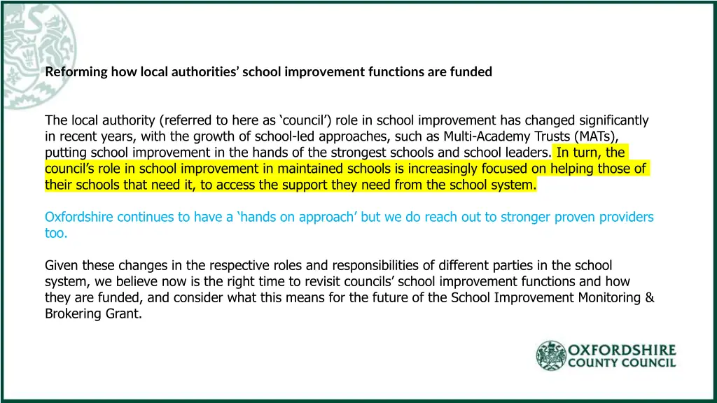reforming how local authorities school