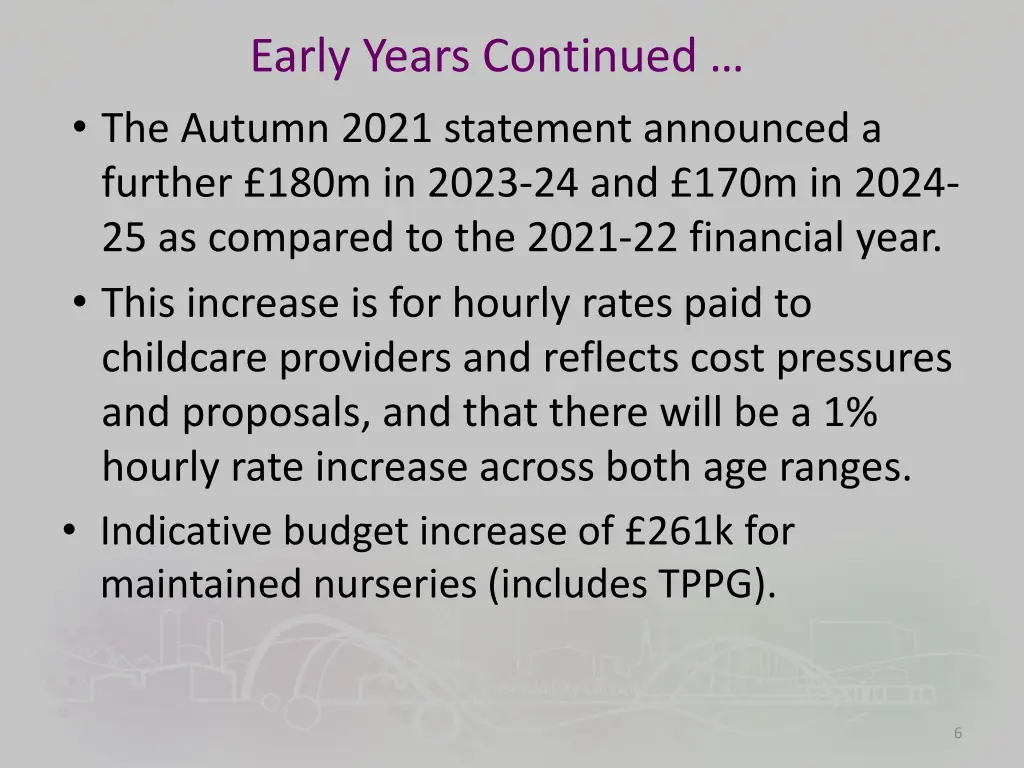 early years continued the autumn 2021 statement