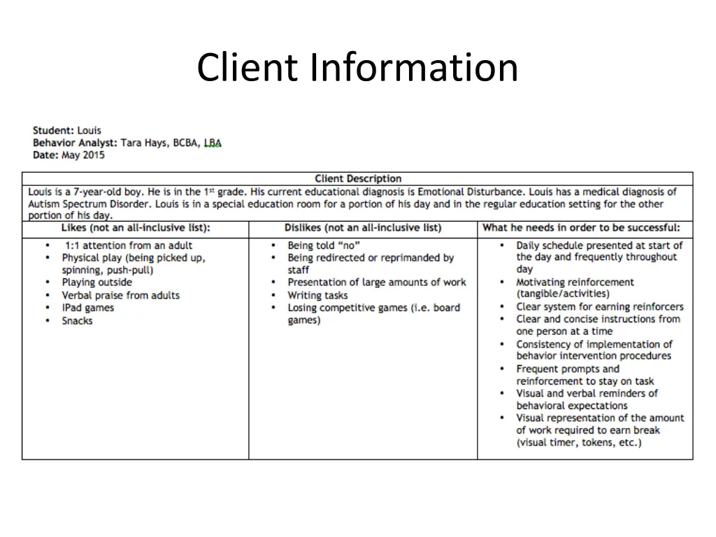 client information