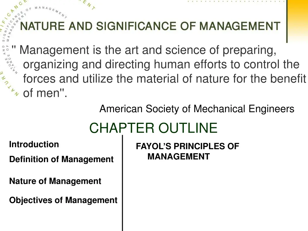 management is the art and science of preparing