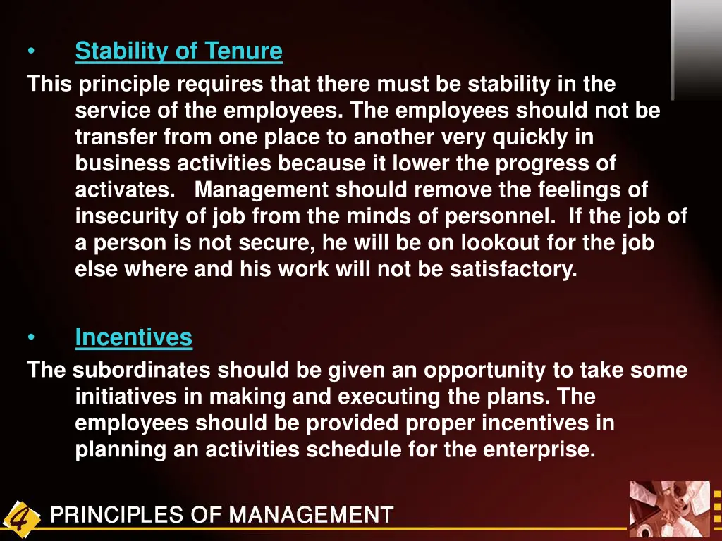 stability of tenure