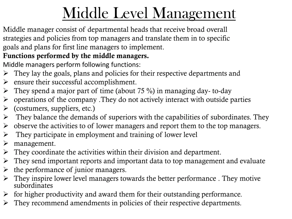 middle level management middle manager consist