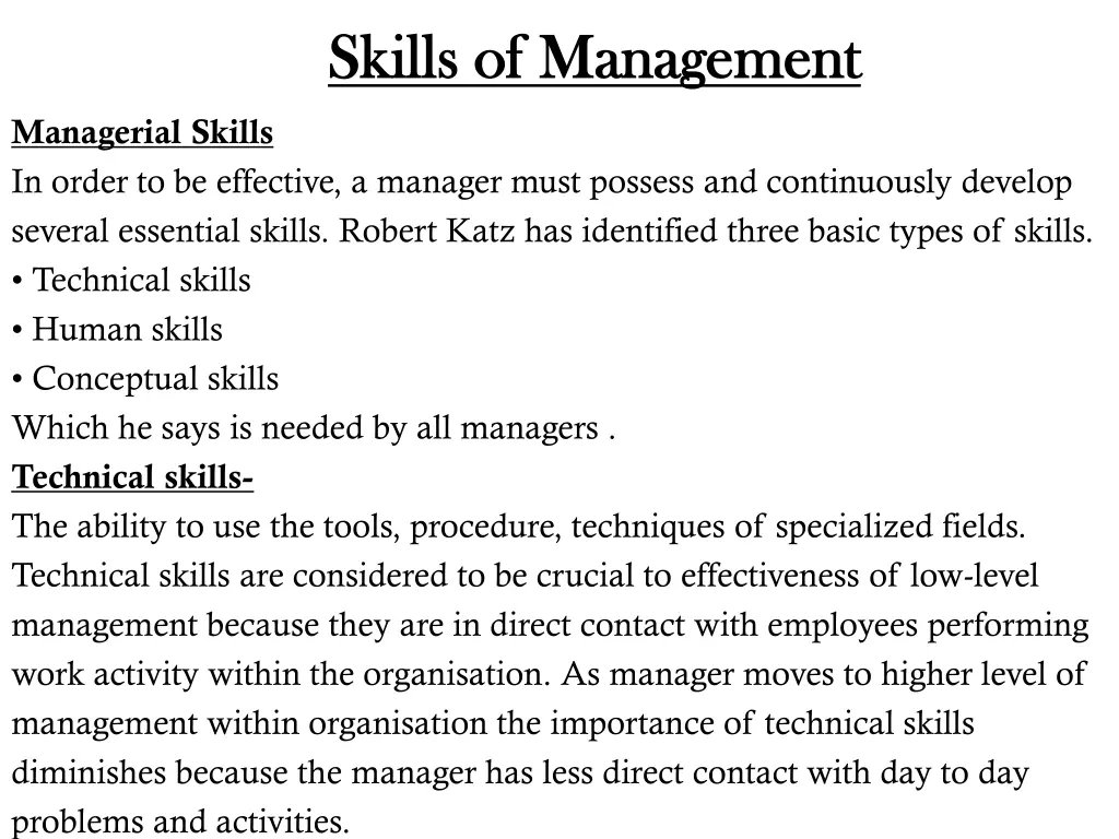 skills of management skills of management