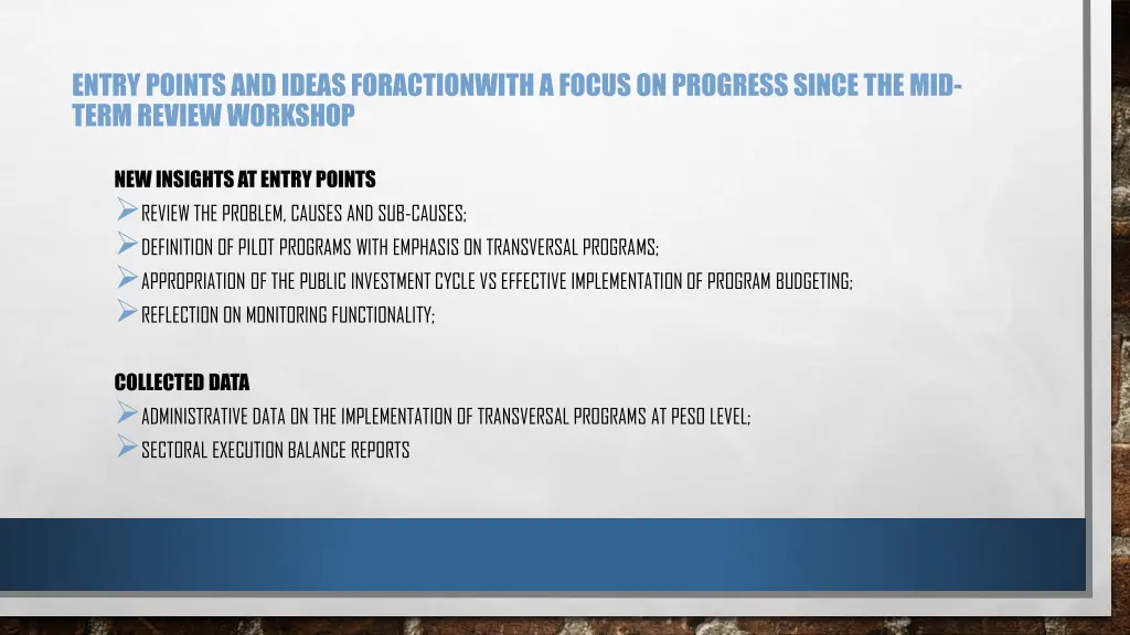 entry points and ideas foractionwith a focus 1