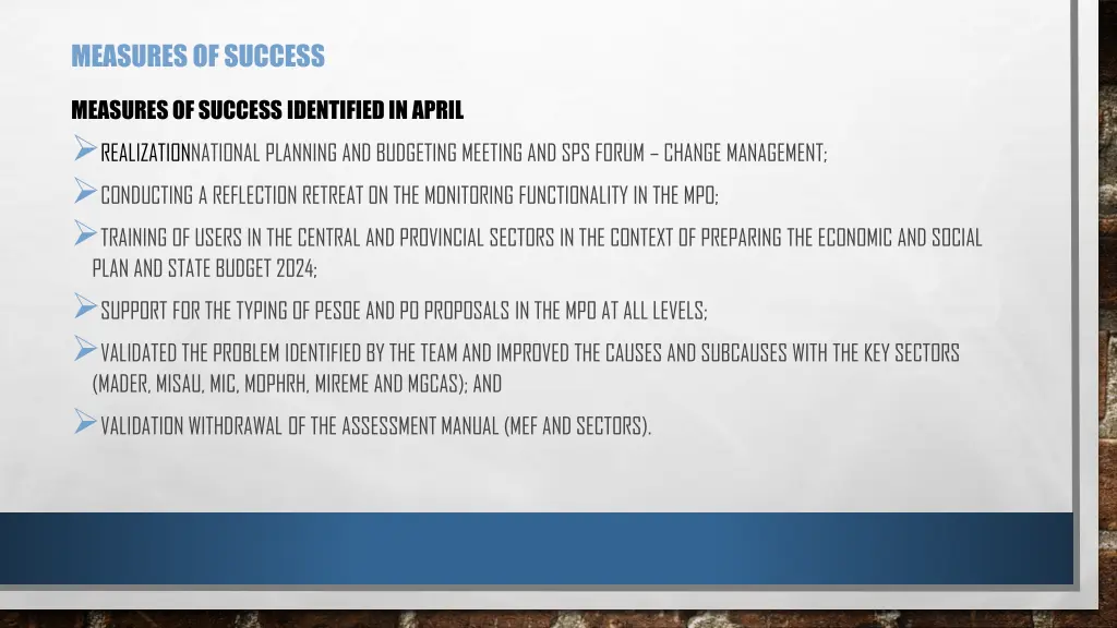 measures of success
