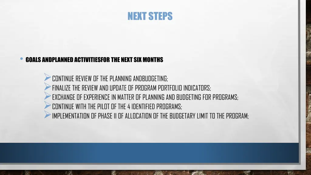 next steps