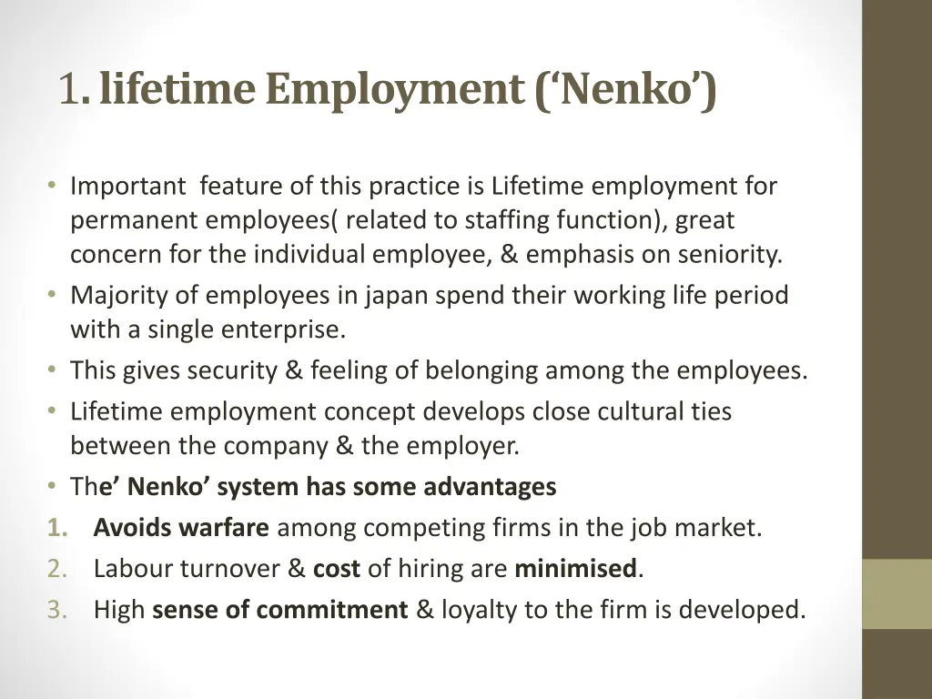 1 lifetime employment nenko