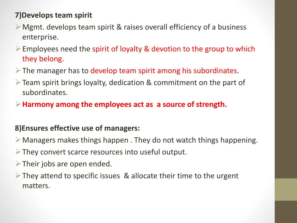 7 develops team spirit mgmt develops team spirit