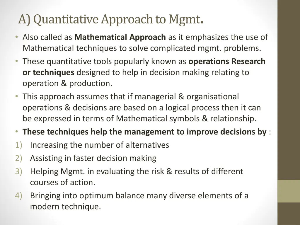 a quantitative approach to mgmt also called
