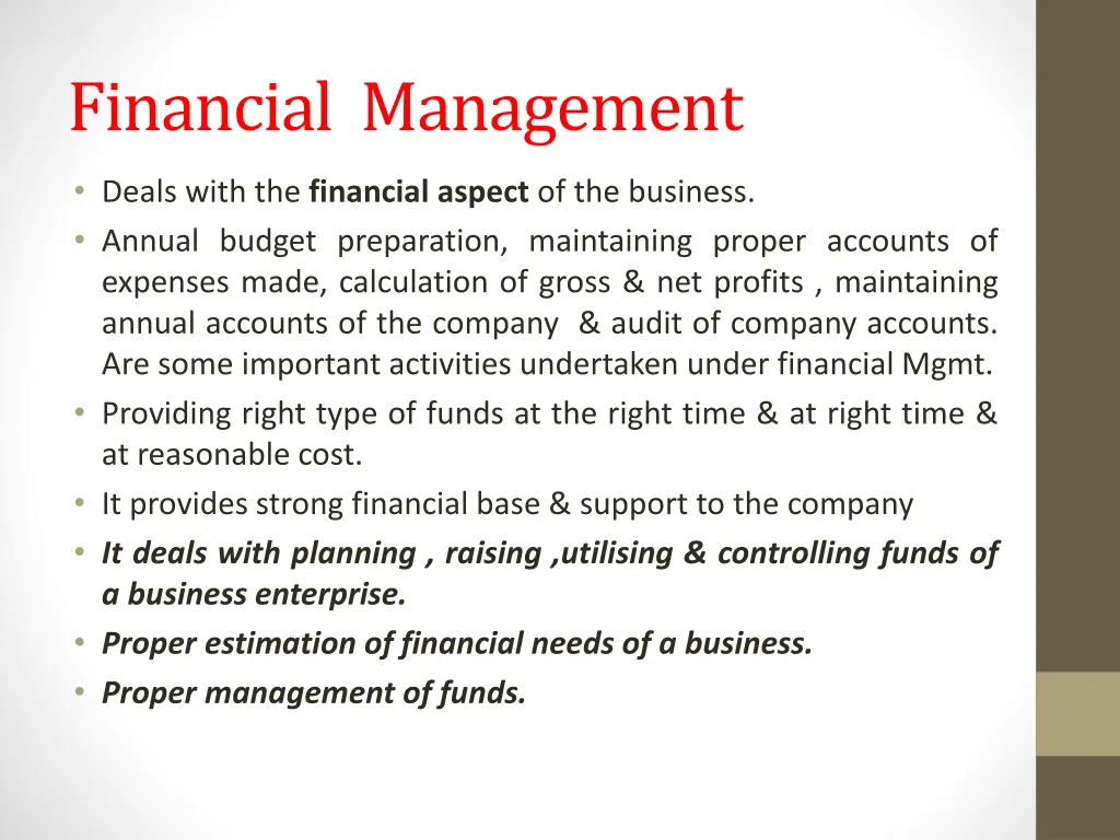 financial management