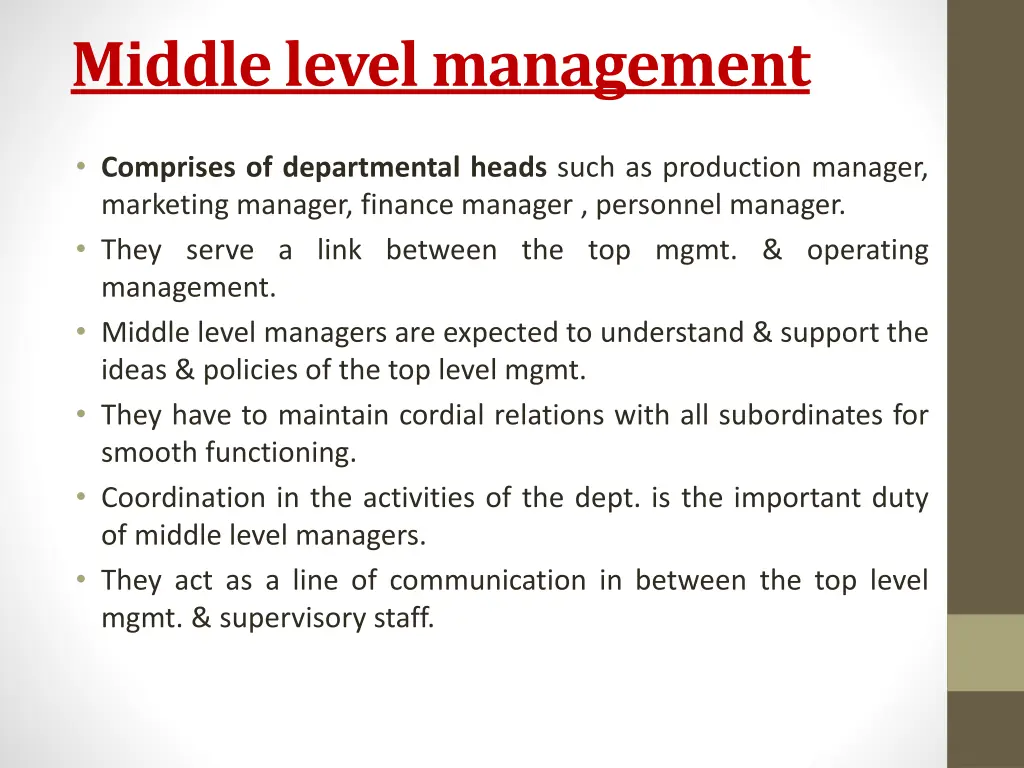 middle level management