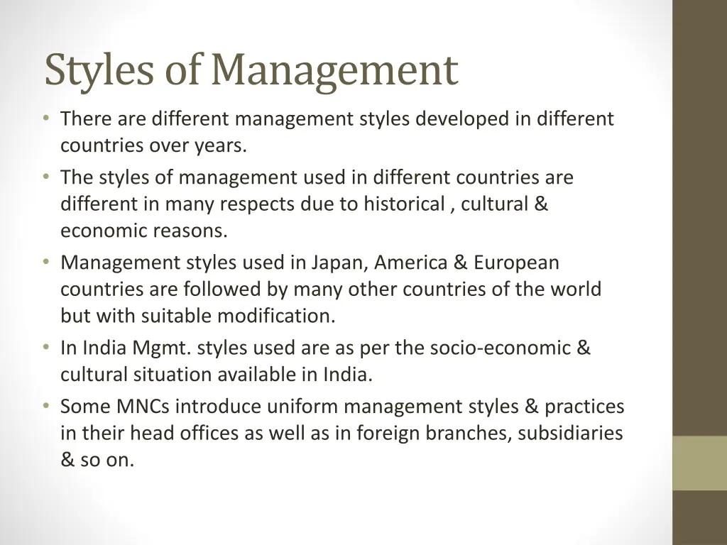 styles of management there are different